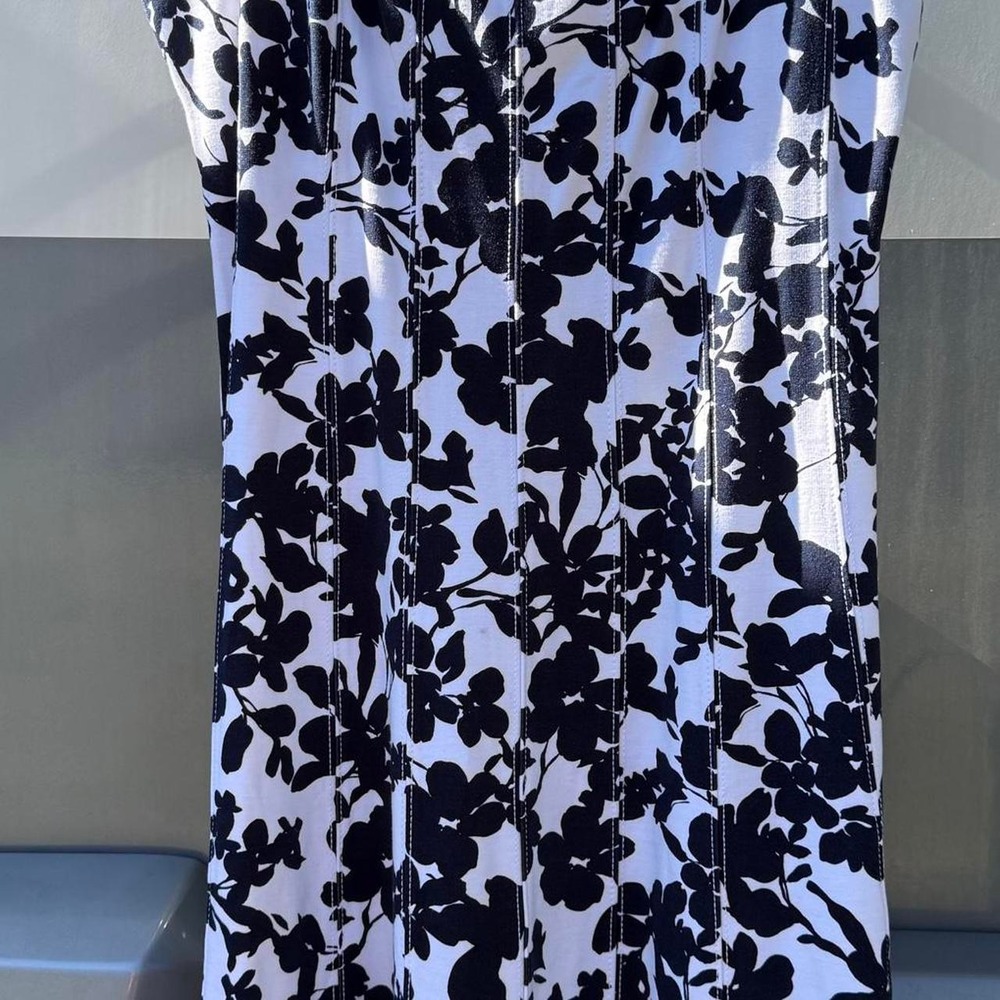 LOFT white & Black Floral Print Dress with Zipper Back, Size 16, Brand New/Tags